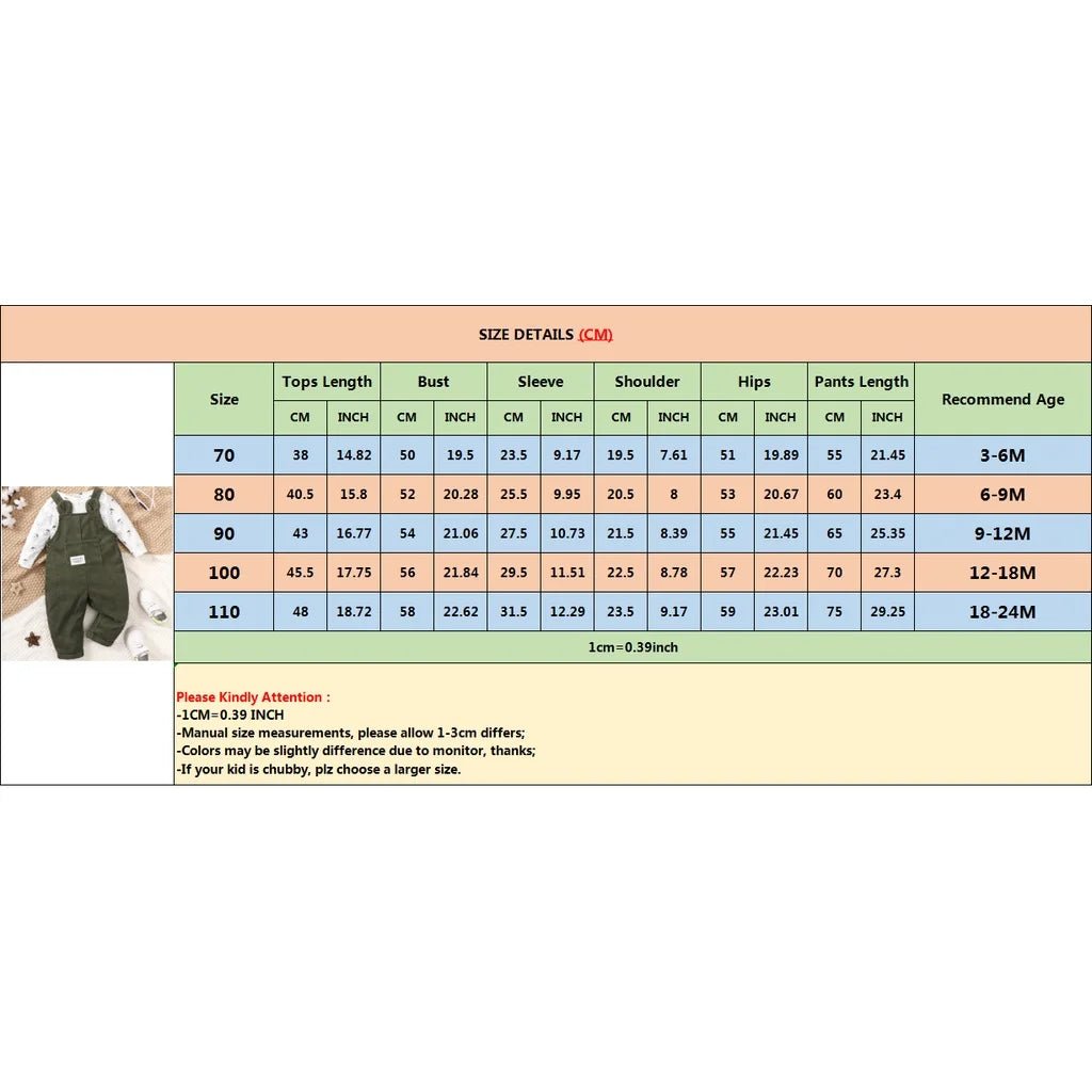 Bear Print Bodysuit with Green Overall Set - BABYSMART