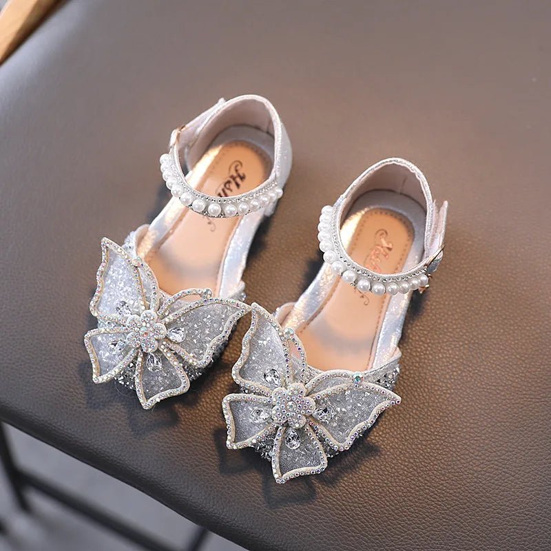 Summer Girls Sandals Fashion Sequins Rhinestone Bow Girls Princess Shoes Baby Girl Shoes Flat Heel Sandals Size 21 - 35 - BABYSMART