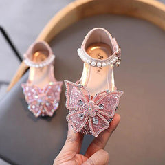 Summer Girls Sandals Fashion Sequins Rhinestone Bow Girls Princess Shoes Baby Girl Shoes Flat Heel Sandals Size 21 - 35 - BABYSMART