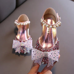 Summer Girls Sandals Fashion Sequins Rhinestone Bow Girls Princess Shoes Baby Girl Shoes Flat Heel Sandals Size 21 - 35 - BABYSMART