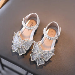 Summer Girls Sandals Fashion Sequins Rhinestone Bow Girls Princess Shoes Baby Girl Shoes Flat Heel Sandals Size 21 - 35 - BABYSMART
