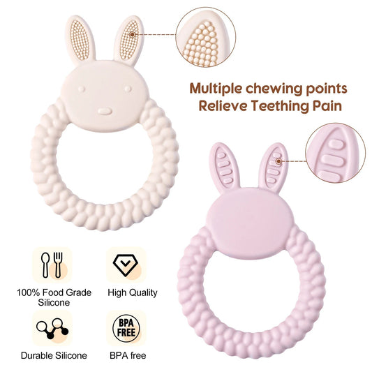 1Pcs Baby Teether Silicone Toy BPA Free Cartoon Rabbit Nursing Teething Gifts Baby Health Molar Chewing Newborn Accessories Toy - BABYSMART