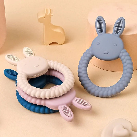 1Pcs Baby Teether Silicone Toy BPA Free Cartoon Rabbit Nursing Teething Gifts Baby Health Molar Chewing Newborn Accessories Toy - BABYSMART