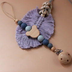 Custom Name Wooden Personalized Baby Pacifier Chain Silicone Bead Dummy Nipple Holder Guard Teether Pendant Newborn Gift Stuff - BABYSMART