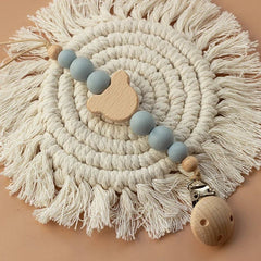 Custom Name Wooden Personalized Baby Pacifier Chain Silicone Bead Dummy Nipple Holder Guard Teether Pendant Newborn Gift Stuff - BABYSMART