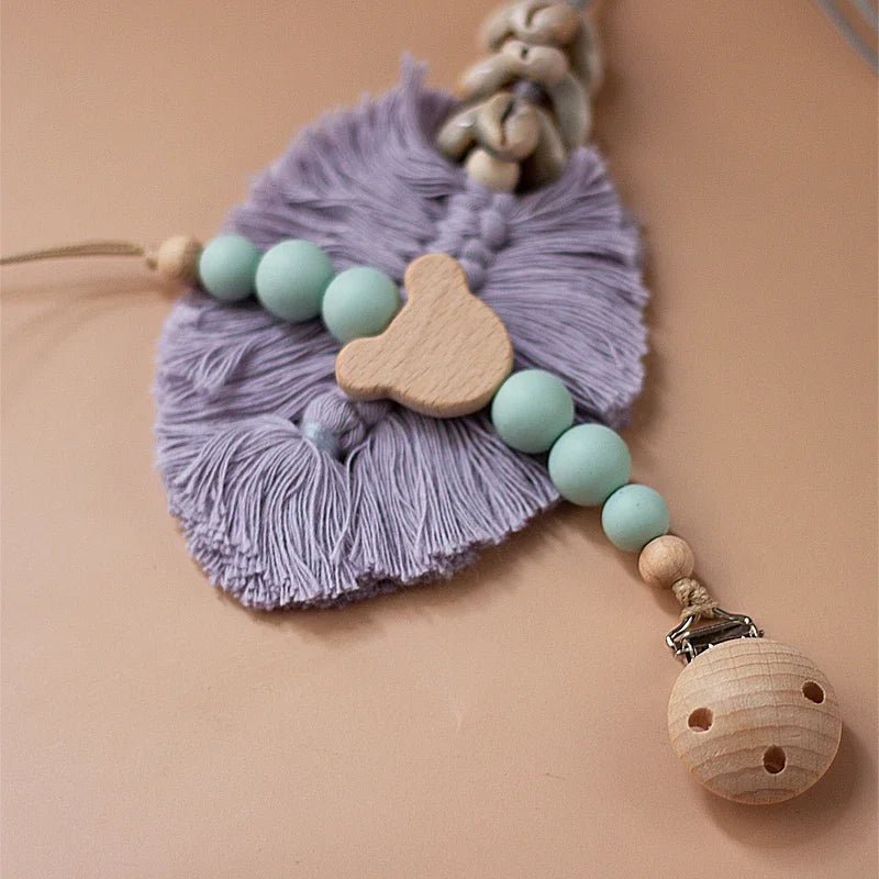Custom Name Wooden Personalized Baby Pacifier Chain Silicone Bead Dummy Nipple Holder Guard Teether Pendant Newborn Gift Stuff - BABYSMART