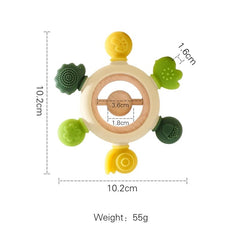 Let's Make 1PC Silicone Teether Baby Rudder Shape Wooden Teether Ring Kid Gift BPA Free Silicone Children Goods Kid Teething Toy - BABYSMART
