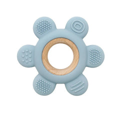 Let's Make 1PC Silicone Teether Baby Rudder Shape Wooden Teether Ring Kid Gift BPA Free Silicone Children Goods Kid Teething Toy - BABYSMART