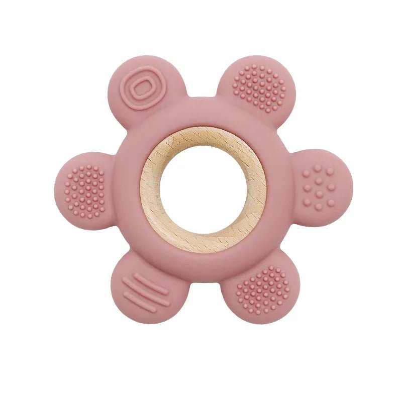 Let's Make 1PC Silicone Teether Baby Rudder Shape Wooden Teether Ring Kid Gift BPA Free Silicone Children Goods Kid Teething Toy - BABYSMART