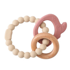 Let's Make 1PC Silicone Teether Baby Rudder Shape Wooden Teether Ring Kid Gift BPA Free Silicone Children Goods Kid Teething Toy - BABYSMART
