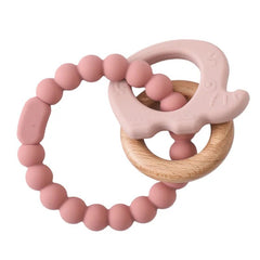 Let's Make 1PC Silicone Teether Baby Rudder Shape Wooden Teether Ring Kid Gift BPA Free Silicone Children Goods Kid Teething Toy - BABYSMART