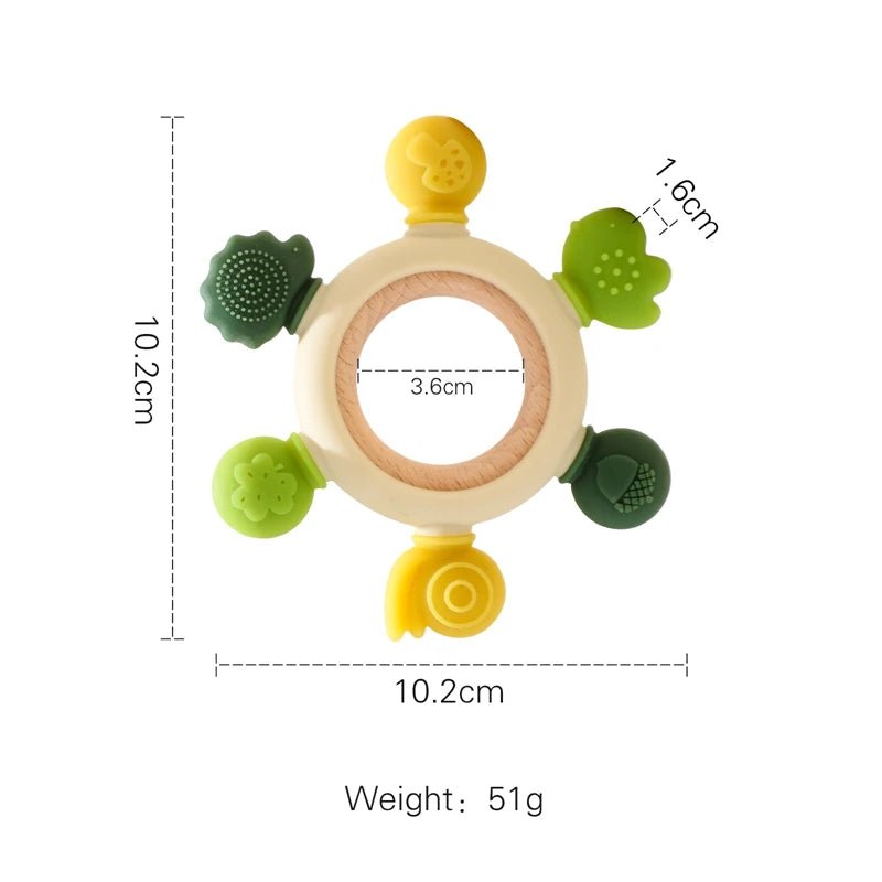 Let's Make 1PC Silicone Teether Baby Rudder Shape Wooden Teether Ring Kid Gift BPA Free Silicone Children Goods Kid Teething Toy - BABYSMART