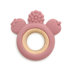 Let's Make 1PC Silicone Teether Baby Rudder Shape Wooden Teether Ring Kid Gift BPA Free Silicone Children Goods Kid Teething Toy - BABYSMART