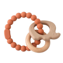 Let's Make 1PC Silicone Teether Baby Rudder Shape Wooden Teether Ring Kid Gift BPA Free Silicone Children Goods Kid Teething Toy - BABYSMART