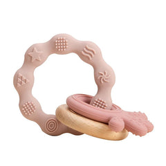 Let's Make 1PC Silicone Teether Baby Rudder Shape Wooden Teether Ring Kid Gift BPA Free Silicone Children Goods Kid Teething Toy - BABYSMART