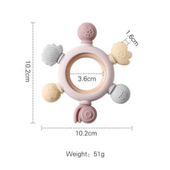 Let's Make 1PC Silicone Teether Baby Rudder Shape Wooden Teether Ring Kid Gift BPA Free Silicone Children Goods Kid Teething Toy - BABYSMART