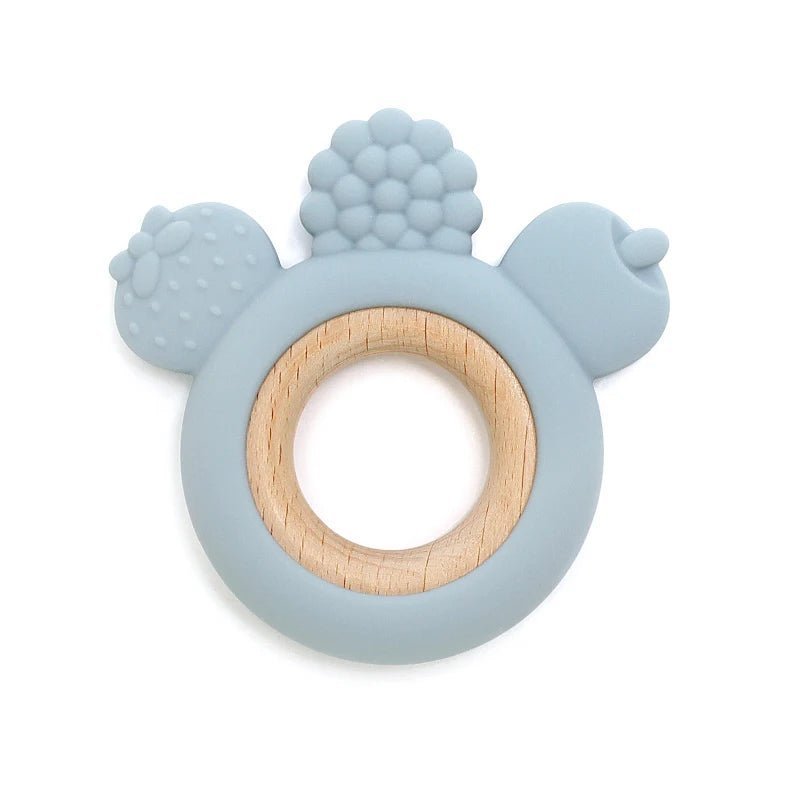 Let's Make 1PC Silicone Teether Baby Rudder Shape Wooden Teether Ring Kid Gift BPA Free Silicone Children Goods Kid Teething Toy - BABYSMART