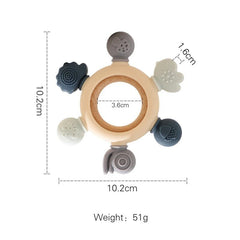 Let's Make 1PC Silicone Teether Baby Rudder Shape Wooden Teether Ring Kid Gift BPA Free Silicone Children Goods Kid Teething Toy - BABYSMART