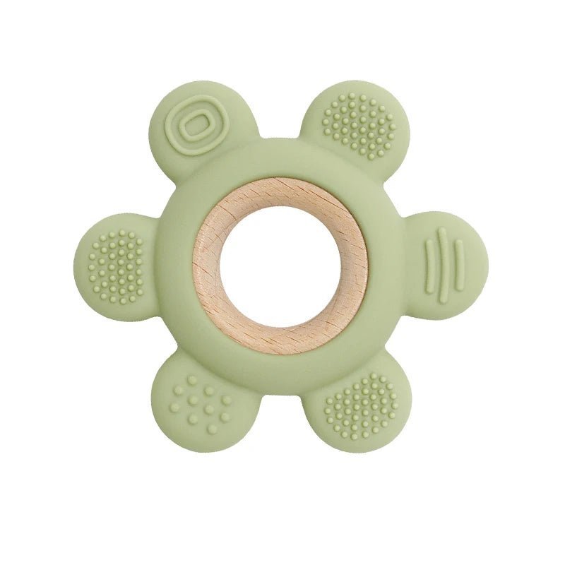 Let's Make 1PC Silicone Teether Baby Rudder Shape Wooden Teether Ring Kid Gift BPA Free Silicone Children Goods Kid Teething Toy - BABYSMART