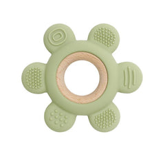 Let's Make 1PC Silicone Teether Baby Rudder Shape Wooden Teether Ring Kid Gift BPA Free Silicone Children Goods Kid Teething Toy - BABYSMART