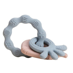 Let's Make 1PC Silicone Teether Baby Rudder Shape Wooden Teether Ring Kid Gift BPA Free Silicone Children Goods Kid Teething Toy - BABYSMART