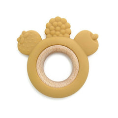 Let's Make 1PC Silicone Teether Baby Rudder Shape Wooden Teether Ring Kid Gift BPA Free Silicone Children Goods Kid Teething Toy - BABYSMART