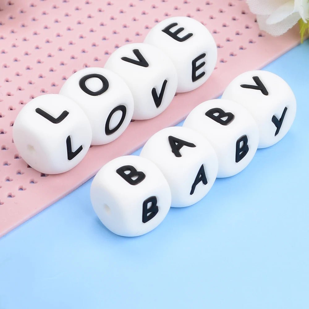 LOFCA 40PCS/Lot Alphabet 12mm Food Grade Letter Silicone Beads Baby Bead Pacifier Chain BPA Free for Name Make DIY Necklace - BABYSMART