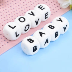 LOFCA 40PCS/Lot Alphabet 12mm Food Grade Letter Silicone Beads Baby Bead Pacifier Chain BPA Free for Name Make DIY Necklace - BABYSMART