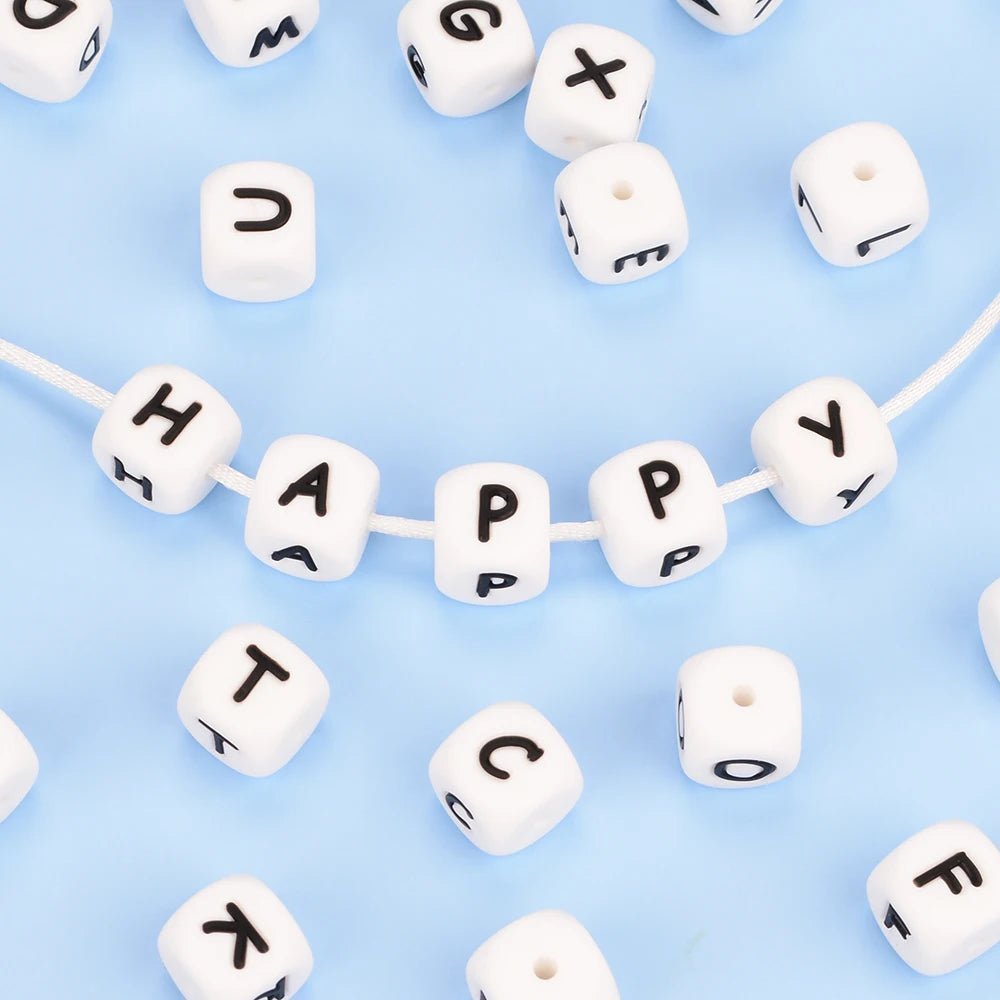 LOFCA 40PCS/Lot Alphabet 12mm Food Grade Letter Silicone Beads Baby Bead Pacifier Chain BPA Free for Name Make DIY Necklace - BABYSMART