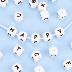 LOFCA 40PCS/Lot Alphabet 12mm Food Grade Letter Silicone Beads Baby Bead Pacifier Chain BPA Free for Name Make DIY Necklace - BABYSMART