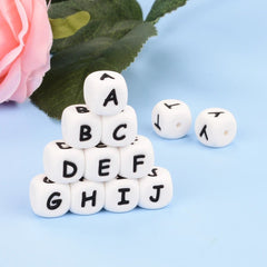 LOFCA 40PCS/Lot Alphabet 12mm Food Grade Letter Silicone Beads Baby Bead Pacifier Chain BPA Free for Name Make DIY Necklace - BABYSMART