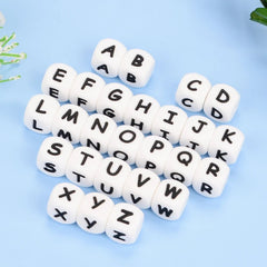 LOFCA 40PCS/Lot Alphabet 12mm Food Grade Letter Silicone Beads Baby Bead Pacifier Chain BPA Free for Name Make DIY Necklace - BABYSMART