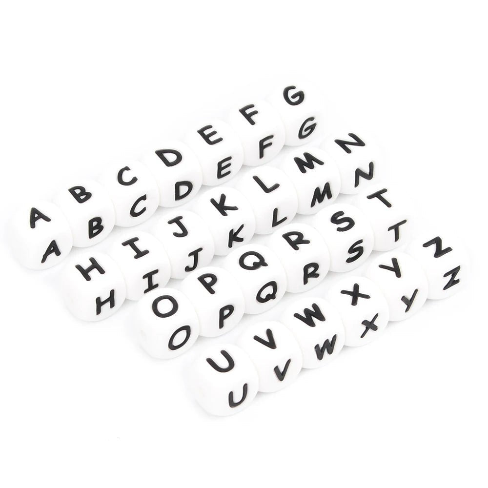 LOFCA 40PCS/Lot Alphabet 12mm Food Grade Letter Silicone Beads Baby Bead Pacifier Chain BPA Free for Name Make DIY Necklace - BABYSMART