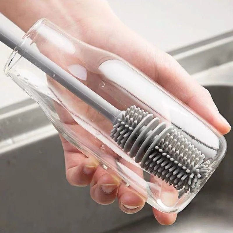 Silicone Milk Bottle Brush Cup Scrubber Glass Cleaner Kitchen Cleaning Tool Long Handle Drink Bottle Glass Cup Cleaning Brush - BABYSMART