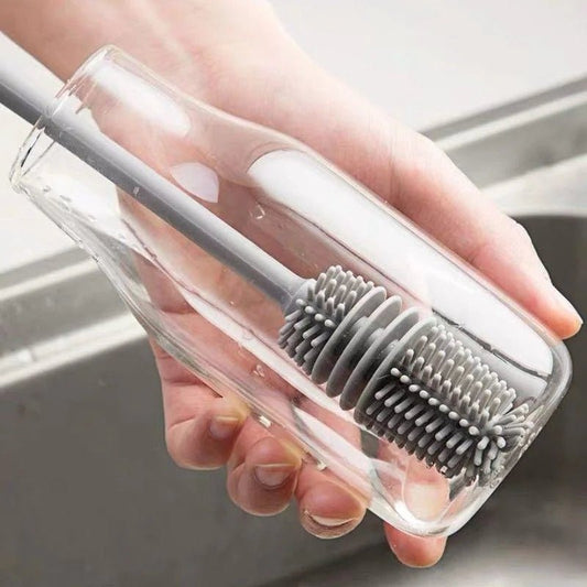 Silicone Milk Bottle Brush Cup Scrubber Glass Cleaner Kitchen Cleaning Tool Long Handle Drink Bottle Glass Cup Cleaning Brush - BABYSMART