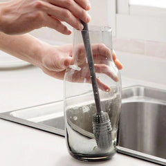 Silicone Milk Bottle Brush Cup Scrubber Glass Cleaner Kitchen Cleaning Tool Long Handle Drink Bottle Glass Cup Cleaning Brush - BABYSMART