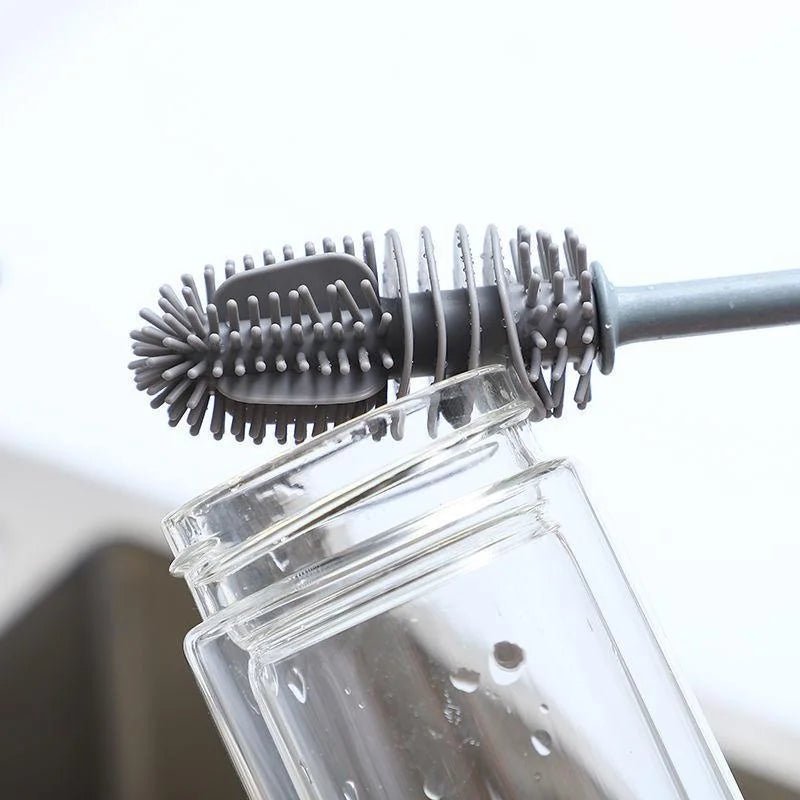 Silicone Milk Bottle Brush Cup Scrubber Glass Cleaner Kitchen Cleaning Tool Long Handle Drink Bottle Glass Cup Cleaning Brush - BABYSMART