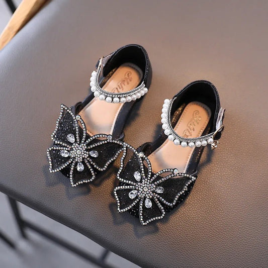 Summer Girls Sandals Fashion Sequins Rhinestone Bow Girls Princess Shoes Baby Girl Shoes Flat Heel Sandals Size 21 - 35 - BABYSMART